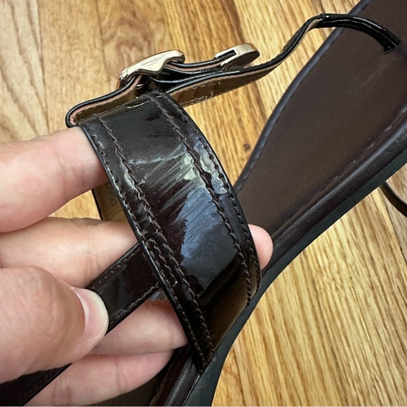 Coach Cassidy Buckle Brown Patent Leather Sandals Women’s Size 7 - Picture 8 of 11